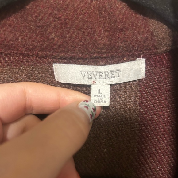 Plaid Women's shacket in Burgundy and Brown/grey - Picture 2 of 5
